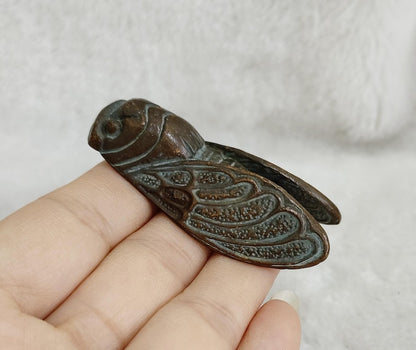Vintage Bronze Handmade Cicada Statue – Tea Pet Statue – Gift for Collectors