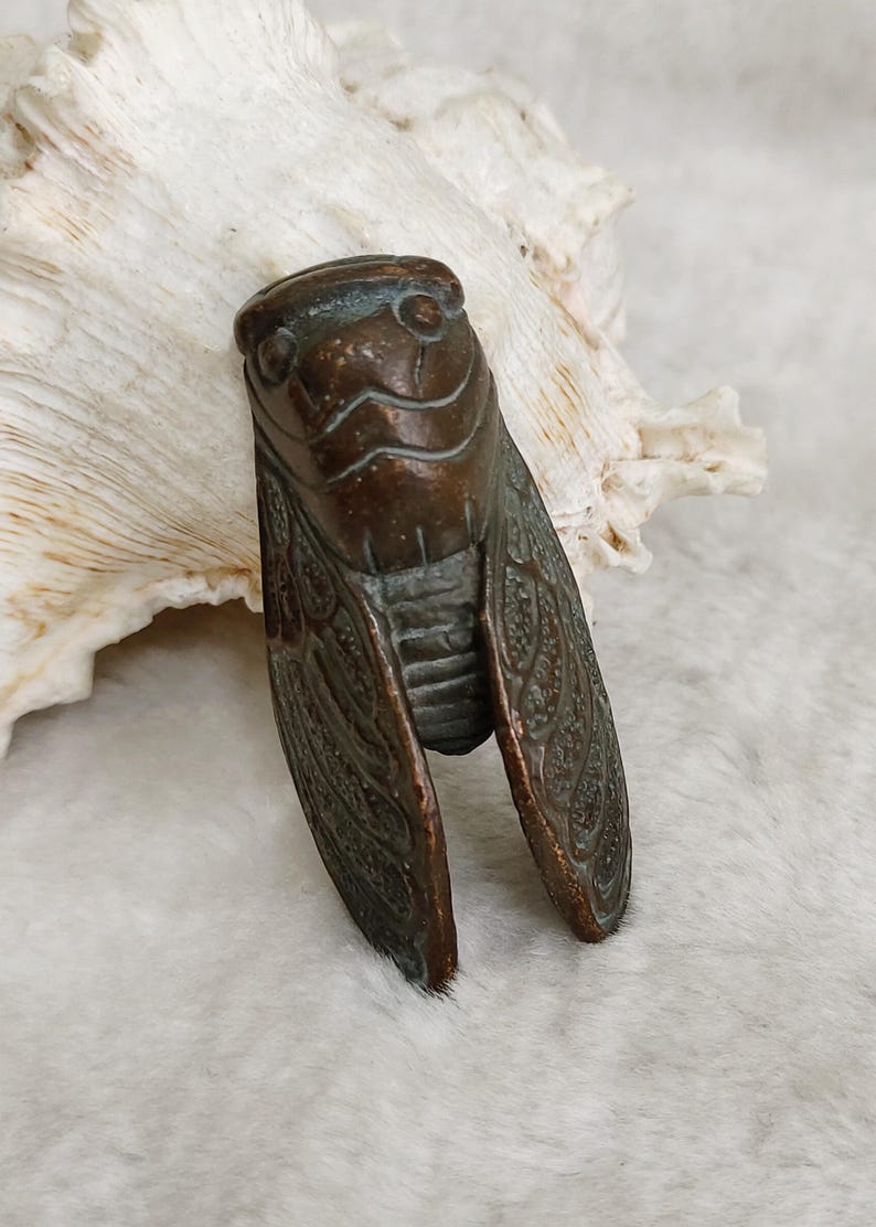 Vintage Bronze Handmade Cicada Statue – Tea Pet Statue – Gift for Collectors