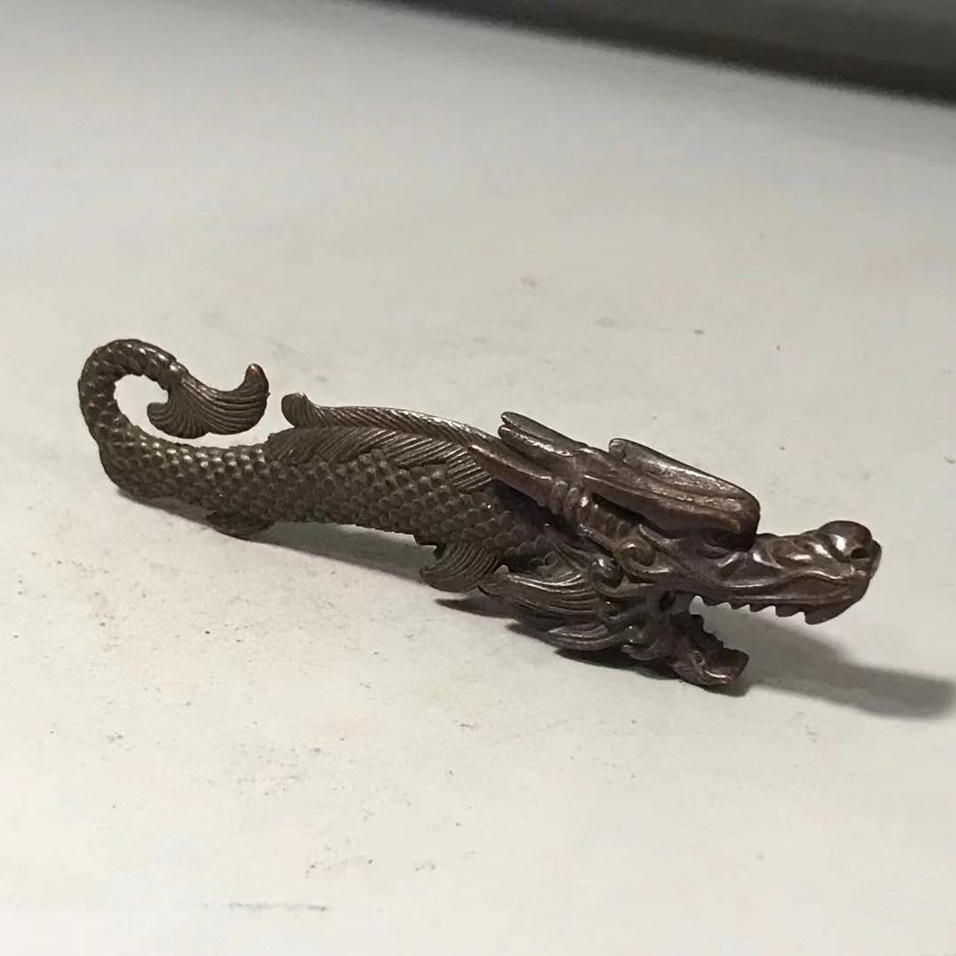 Antique Handicrafts Copper Alloy Fish Dragon Statue Vintage Bottle Opener